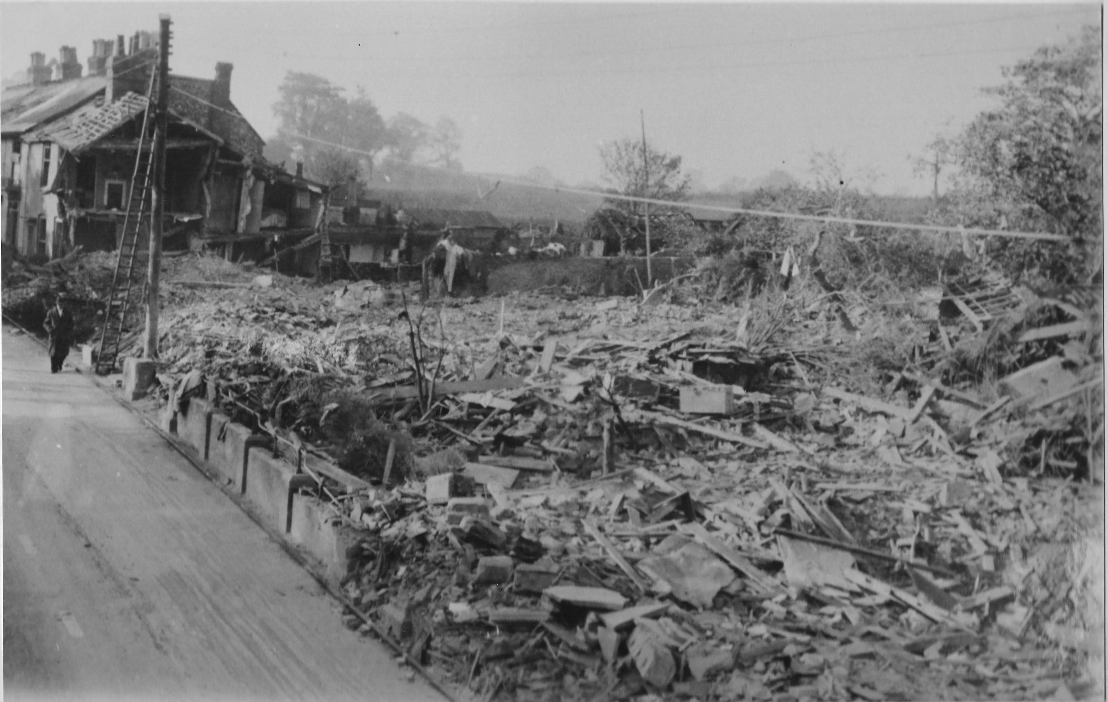 Wickham Market Bomb Damage 19 Oct 1942 looking south min